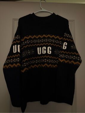 NWT ALL GENDER UGG  Black, Mustard & Cream Fair Isle Crewneck Sweater
